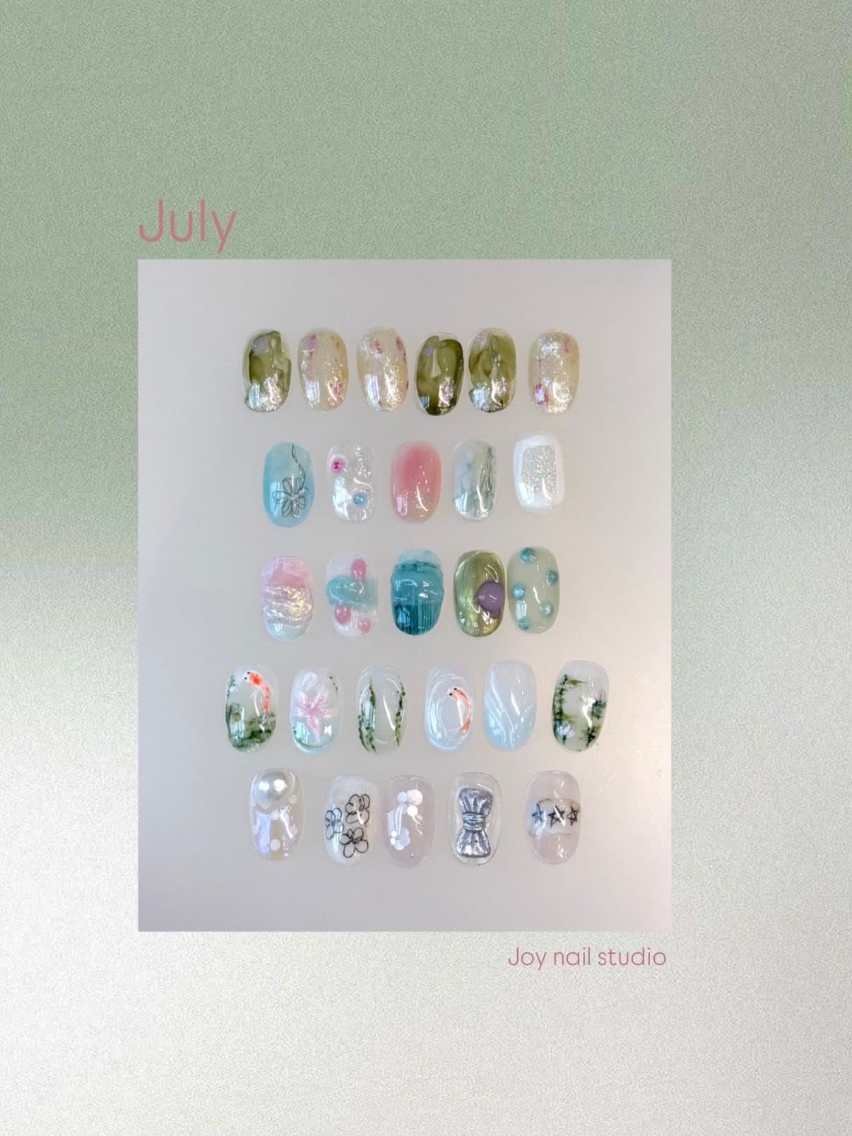 Korean gel nail art design by Joy Nail Studio Vancouver
