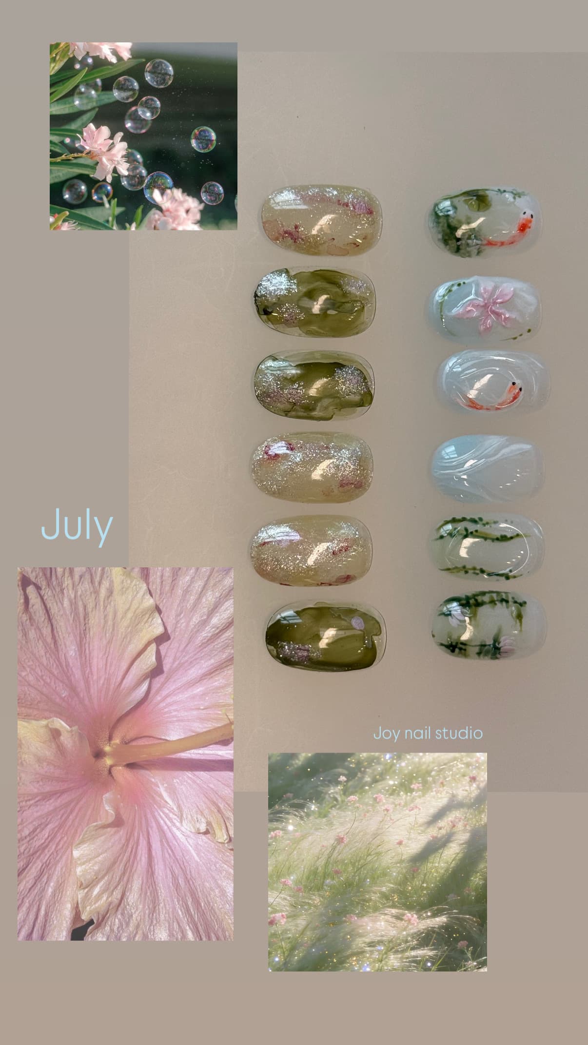 Detailed Korean gel nail design by Joy Nail Studio Vancouver